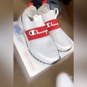 red and white champion men’s shoes